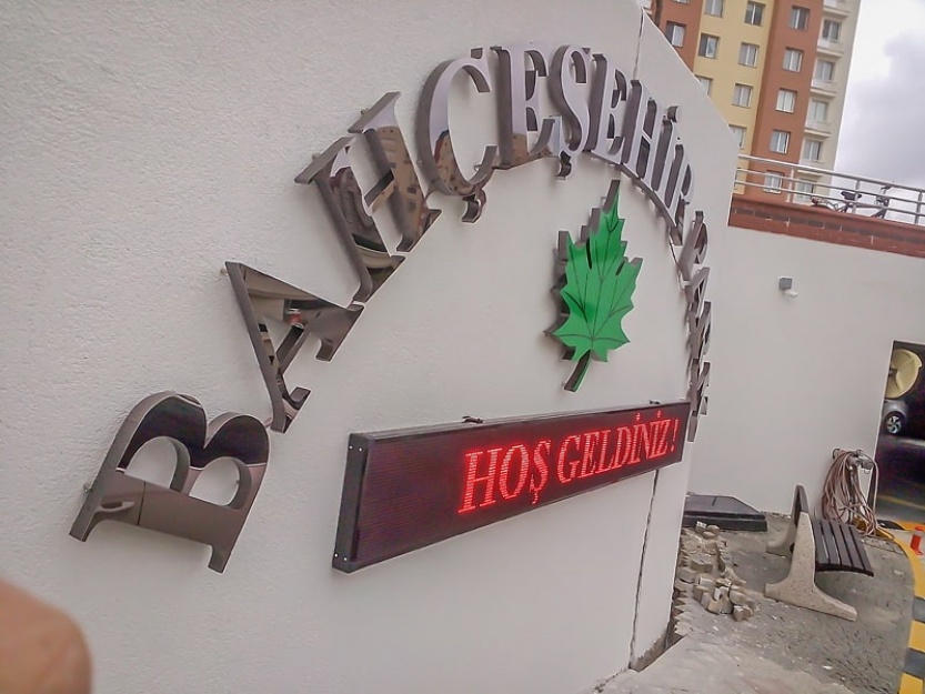 Tabela 18 Bahçeşehir Park Siyah Paslanmaz Kutu Harf ve led tabela